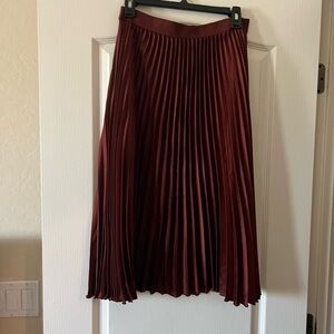 H&M Burgundy Pleated Maxi Skirt